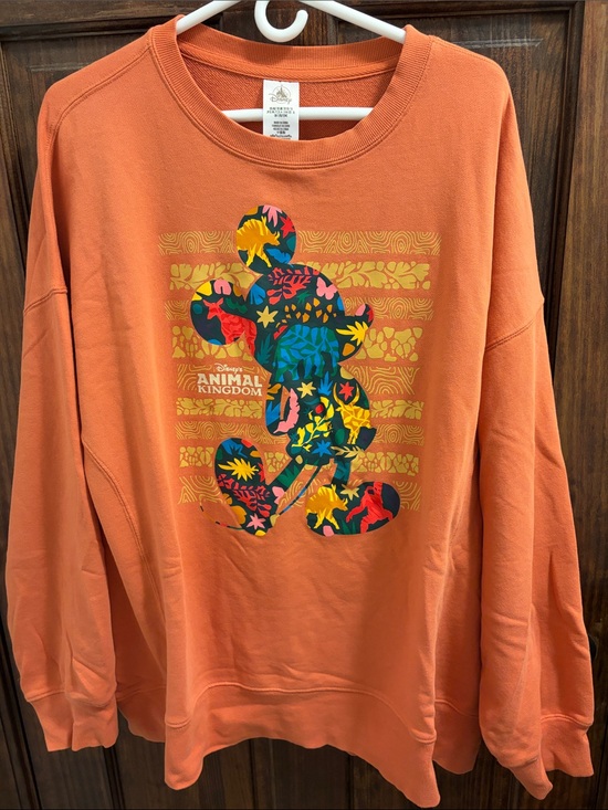 Disney Tops - Disney Animal Kingdom Orange Crewneck  with Animal print Mickey Silhouette